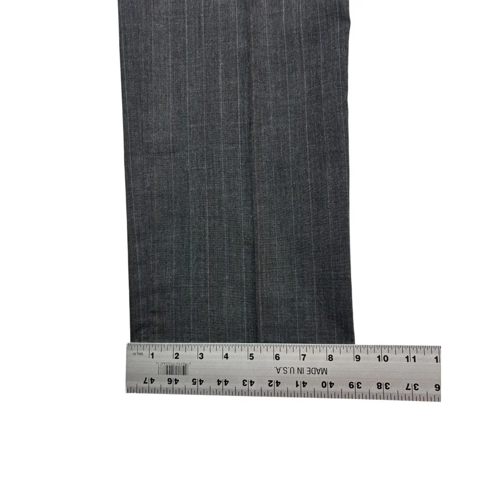 vtg 90s Charcoal Stripe 40R 34x30 2pc Pant Suit Pleated High Waisted Wool Mens